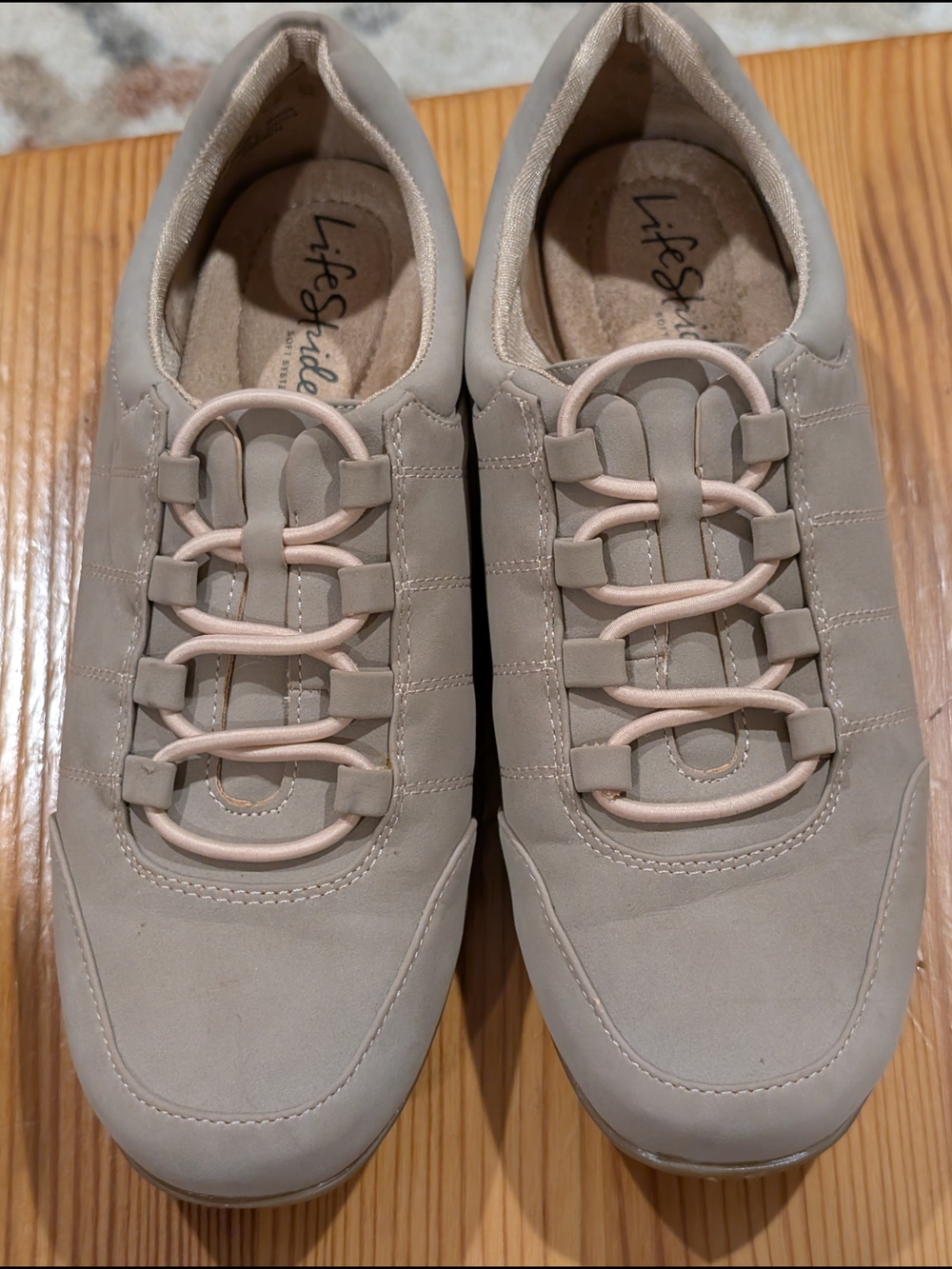 Life Stride Women's Slip-On Sneaker in Taupe with Blush Elastic